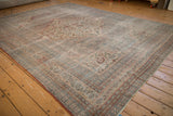 Persian Doroksh carpet with worn pile, soft abrashes, and intricate pawn and turtle samovar borders.