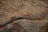 Distressed Persian rug pile with even wear showing the knot heads and faint foundation.
