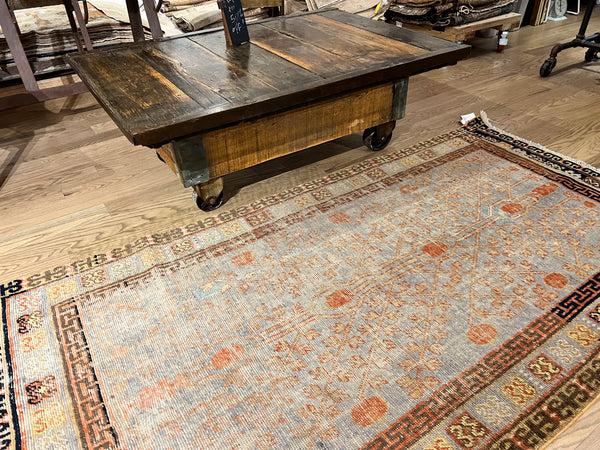 Reclaimed Industrial Wooden Coffee Table Cart // ONH Item 4449 Image 2