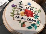 Close-up of hand-stitched 
