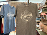 Katonah NY Finest Folks tees shown side-by-side in heather gray and blue.