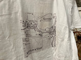 Children's Katonah Map Tee, white cotton with antique 1868 map print in grayscale, medium.