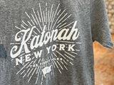 Katonah New York unisex tee in heather gray with a white 
