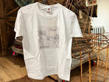 White Children's Katonah Map Tee hanging, featuring the detailed 1868 Katonah map.