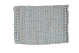 Jackie Collection hand-woven jute rug mat with blue and natural beige checkerboard pattern, 2' x 3'.