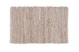 Juliette Collection handwoven rug mat with natural brown and ivory chevron pattern.