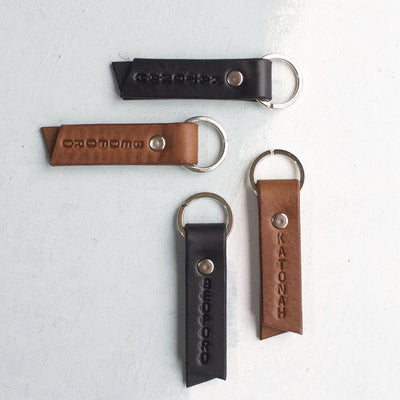Black Leather Bedford Keyring / Keychain