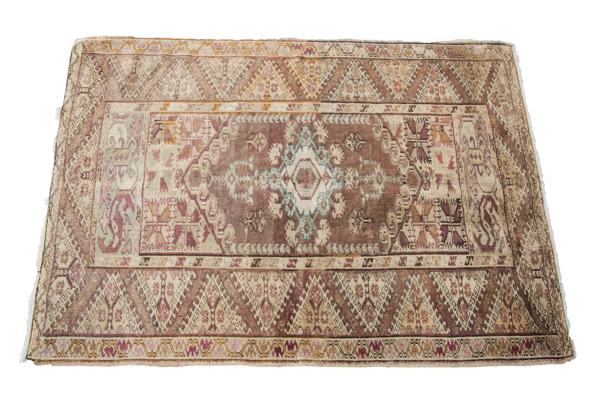 4x5.5 Vintage Lilac And Brown Anatolian Rug // ONH Item lr002709c