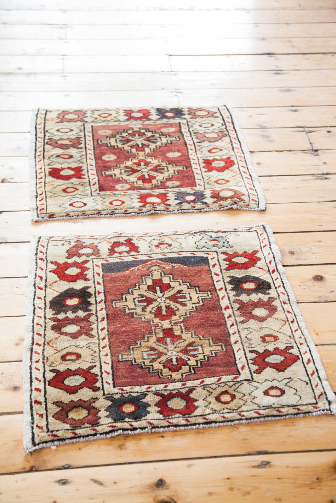 2x2.5 Pair Of Vintage Square Rugs