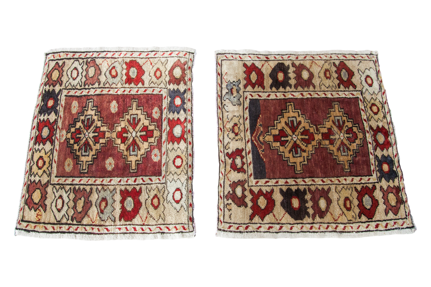 2x2.5 Pair Of Vintage Square Rugs
