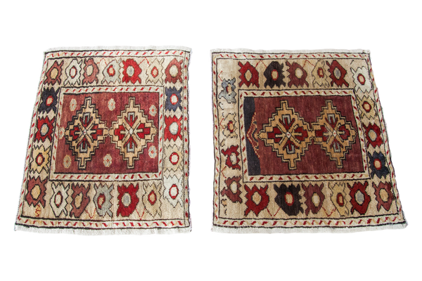 2x2.5 Pair Of Vintage Square Rugs // ONH Item lr002839c