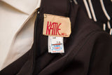 Katie MFG brand tag and ILGWU union label on vintage 80s black dress.