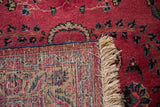 Intact blue side cord and detailed hand-knotted reverse of a vintage Persian Meshed rug runner.