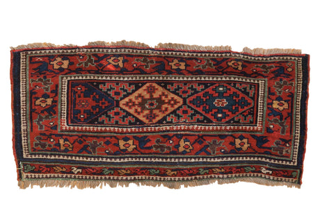 2x4 Antique Saddlebag Kurdish Rug Runner // ONH Item mc001101