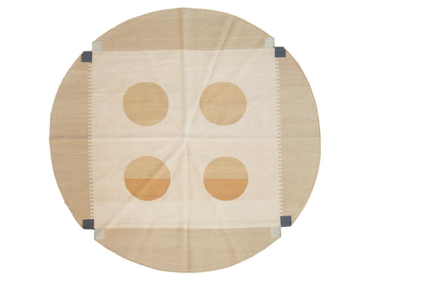 6.5x6.5 Vintage Contemporary Kilim Round Carpet // ONH Item mc001103