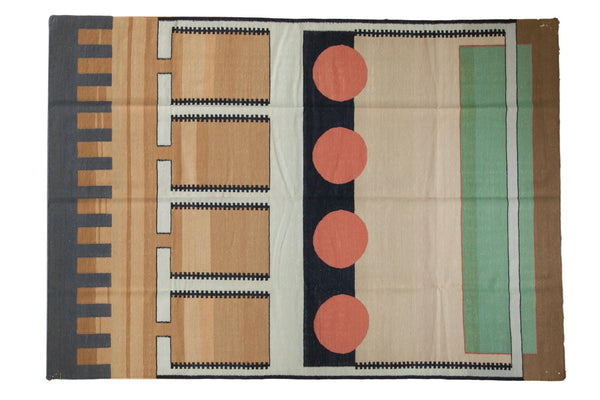 6.5x9 Vintage Contemporary Kilim Carpet // ONH Item mc001107