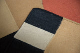 Handwoven Contemporary Kilim corner, charcoal, ivory, and cinnabar red with intact selvage.