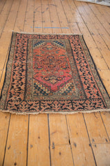 Worn fringe and highly unusual Lotto Turkish main border on an antique Fereghan rug.