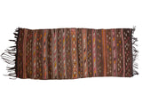 Vintage hand woven Turkish Jijim runner with colorful horizontal geometric and serpent bands.
