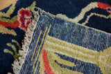 Hand-knotted foundation and intact side cord selvage on a vintage Chinese Peking collector rug.