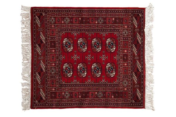 3x3.5 Vintage Super Fine Bokhara Square Rug // ONH Item mc001135