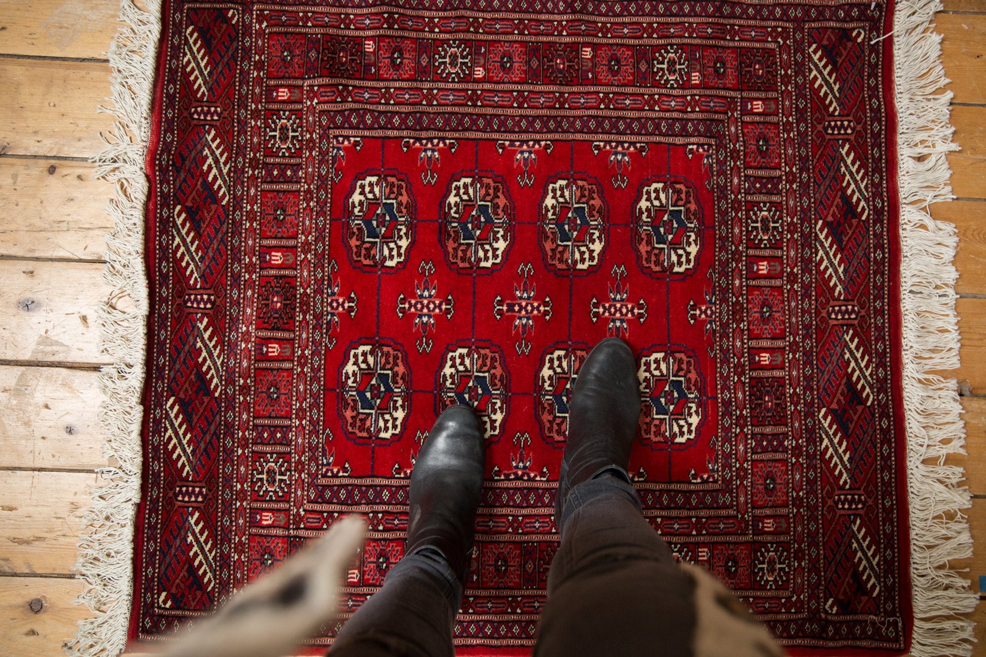 3x3.5 Vintage Super Fine Bokhara Square Rug // ONH Item mc001135 Image 1