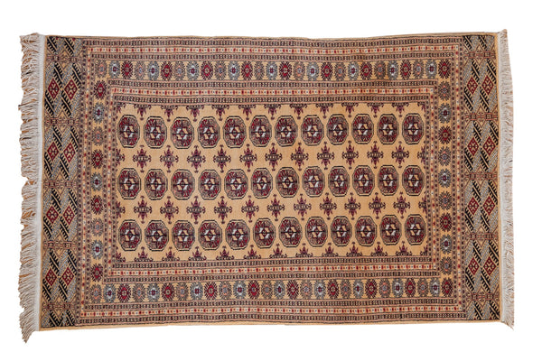 4x6.5 Vintage Pakistani Bokhara Design Rug // ONH Item mc001146