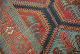 Expertly executed mend and original side cord selvage on a collector's antique Persian Serapi runner.