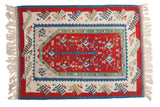 Hand woven vintage Turkish Kilim, cherry red field, pictorial tree of life, 3'5