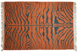 Vintage hand woven Indian Tiger Kilim carpet in terracotta and dusty teal, 6'1