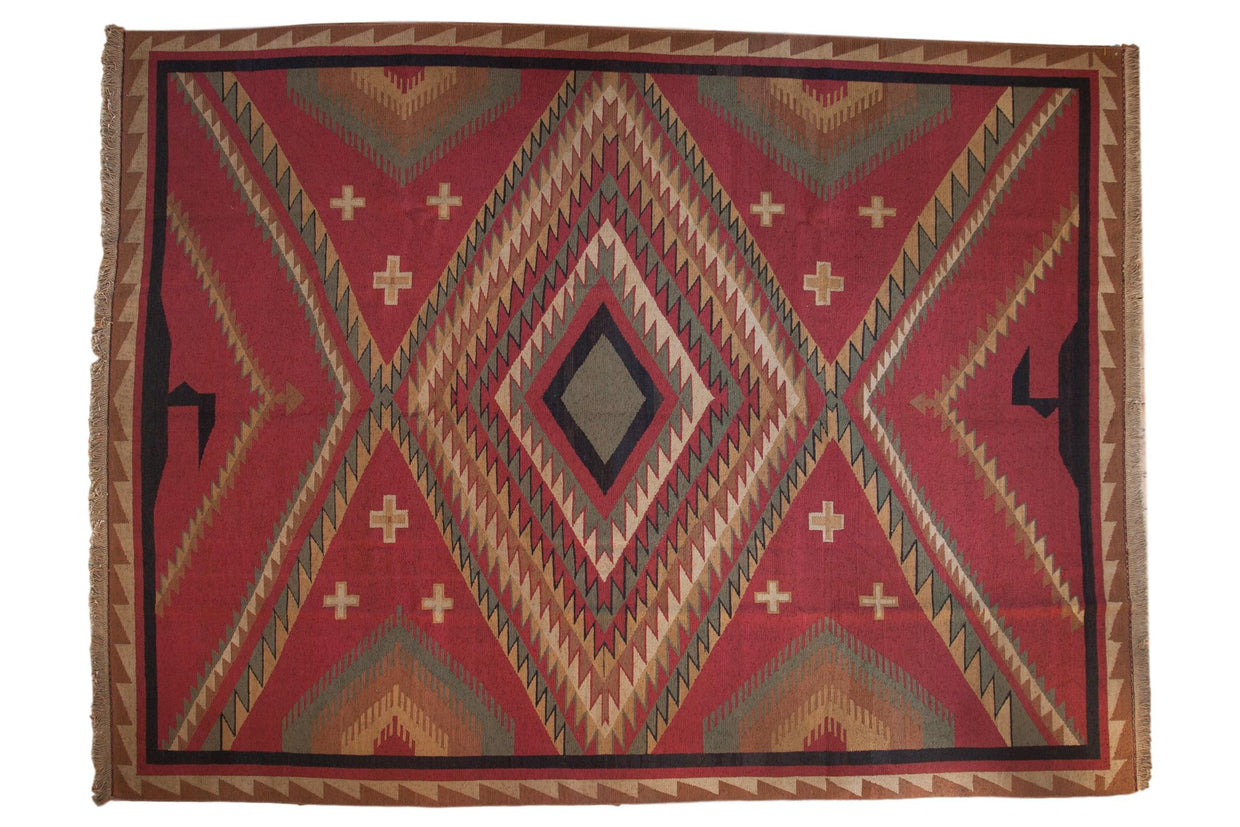 10x13.5 Vintage Indian Caucasian Soumac Design Carpet // ONH Item mc001172