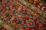 Dense floral arrangements and germinating plants in the varied wool pile of a Serab rug.