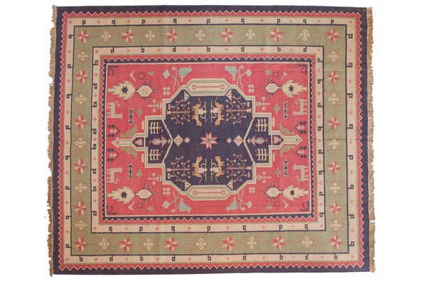 8x9.5 Vintage Stone Wash Dhurrie Carpet // ONH Item mc001187