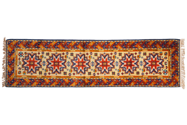 2.5x9.5 Vintage Siberian Kazak Design Rug Runner // ONH Item mc001191