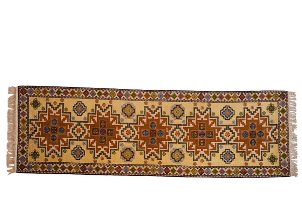 3x9 Vintage Siberian Kazak Design Rug Runner // ONH Item mc001193