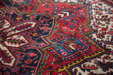 Even hand-knotted pile of a vintage Mehrivan showing serrated leaf lattice designs.
