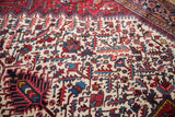 Even, hand-knotted pile of a vintage Mehrivan carpet, showing the serrated leaf lattice design.