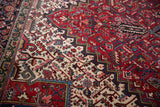 Vintage Mehrivan rug's cherry red field with geometric palmettes and a Samovar border.