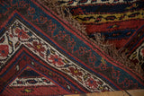 Intact original side cord selvage and pawn motif border on an antique Kurdish runner.