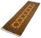 Vintage Daulatabad runner at an angle, showing its plush pile and repeating geometric medallions.