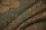 Interwoven blossoms in Serapi-inspired Soumac design, showing slate gray and antique ivory tones.