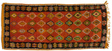Hand-knotted full pile and charcoal border with a saffron yellow selvage on a Moroccan rug.