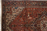 A vintage Mehrivan carpet corner showing the classic Samovar design border and original side cord.