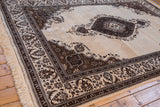 Full, like-new pile and brown corner spandrel of a vintage Tabriz carpet.