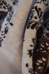 Dense, like-new wool pile on a vintage Persian Tabriz carpet in ivory and brown.