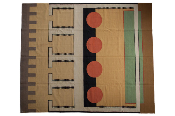 8.5x10 Vintage Indian Contemporary Kilim Design Carpet // ONH Item mc001305