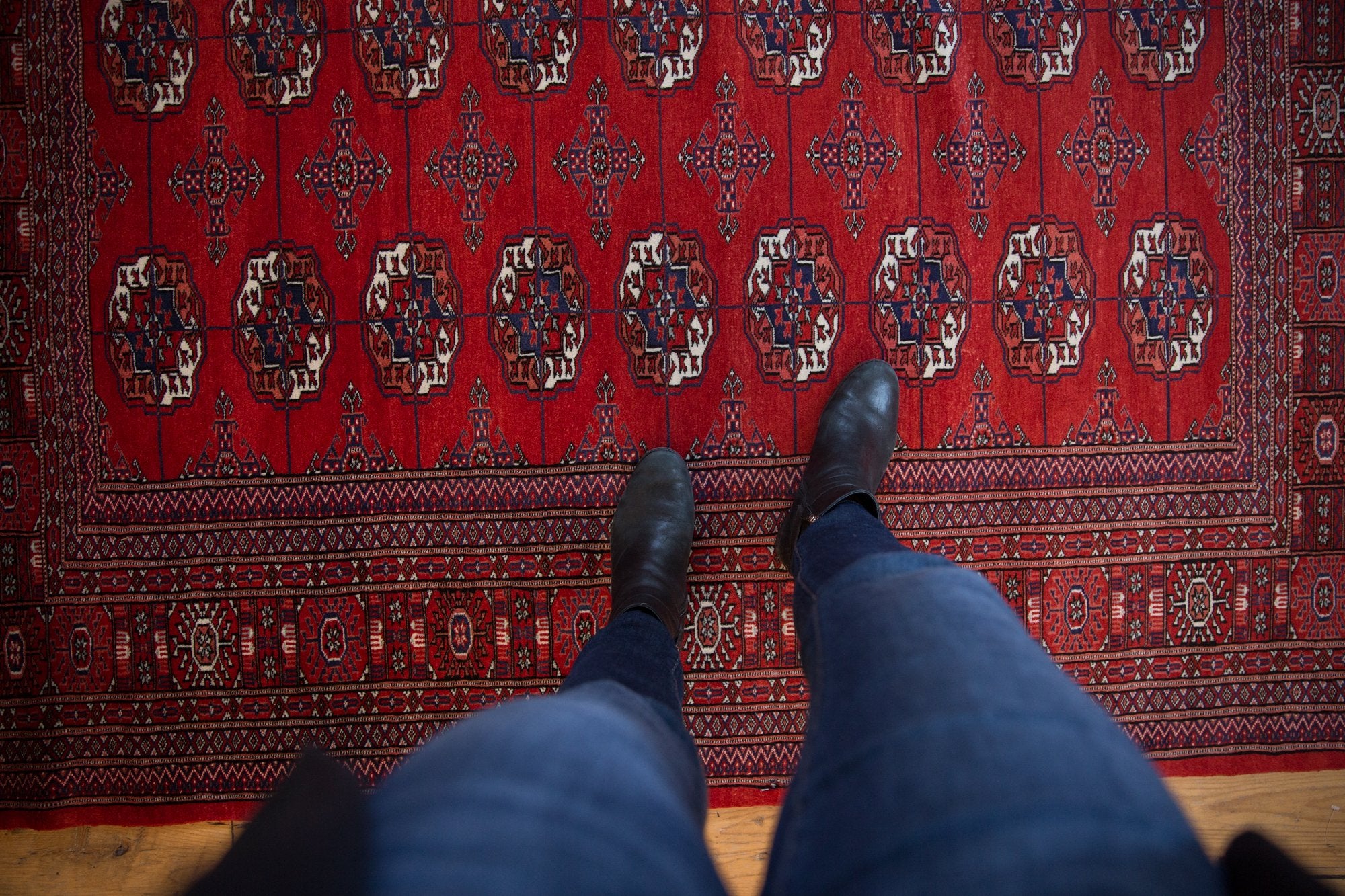 7x7 Vintage Fine Pakistani Bokhara Design Square Carpet // ONH Item mc001310