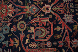 Detailed gul ferang scrolling rose florals and vines in navy, deep brick red, and teal.