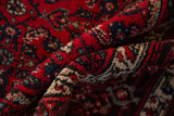 A detailed view of the full, like-new pile of a hand-knotted Persian Engelas rug.
