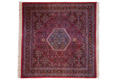 6x6 Vintage Indian Bijar Design Square Carpet // ONH Item mc001324